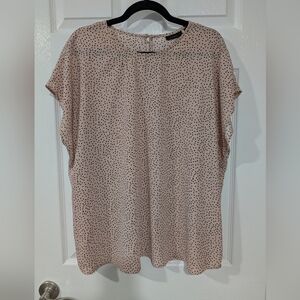 Halogen Pink and Black Polka Dot Short Sleeve Blouse in Size 2X